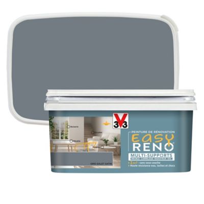 Peinture de rénovation multi-supports V33 Easy Reno gris galet satin 2L
