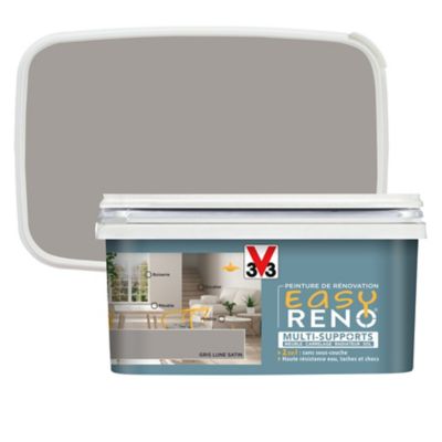 Peinture de rénovation multi-supports V33 Easy Reno gris lune satin 2L