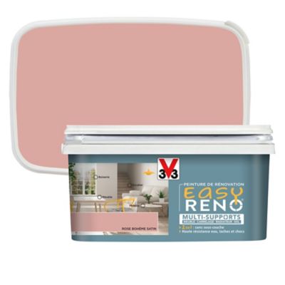 Peinture de rénovation multi-supports V33 Easy Reno rose bohème satin 2L