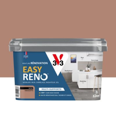 Peinture de rénovation multi-supports V33 Easy Reno terracotta satin 2L