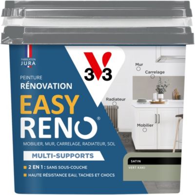 Peinture de rénovation multi-supports V33 Easy Reno vert kaki satin 0,75L