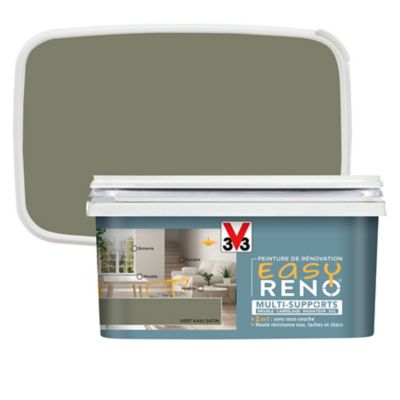 Peinture de rénovation multi-supports V33 Easy Reno vert kaki satin 2L