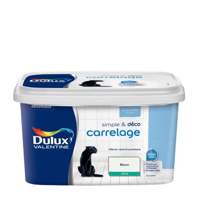 Peinture de rénovation pour support spécifique Simple & Deco Carrelage Dulux Valentine satin blanc 2L