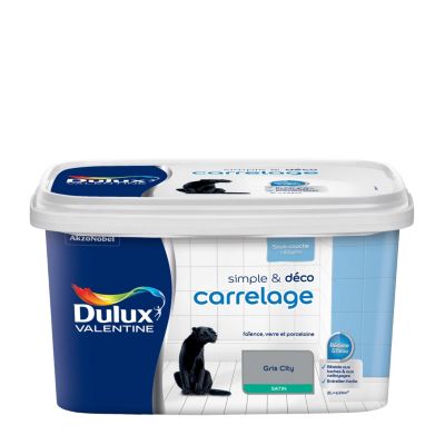 Peinture de rénovation pour support spécifique Simple & Deco Carrelage Dulux Valentine satin gris city 2L