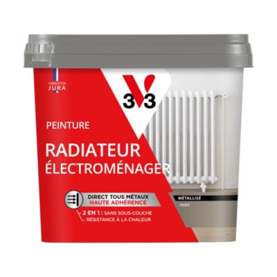 Peinture de rénovation radiateur électroménager V33 argent inox métallisé 0,75L