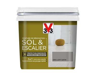 Peinture de rénovation sol et escalier V33 gris loft satin 0,75L