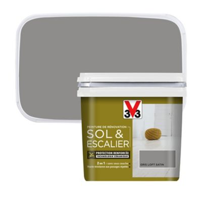 Peinture de rénovation sol et escalier V33 gris loft satin 0,75L