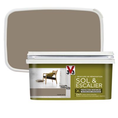 Peinture de rénovation sol et escalier V33 taupe satin 2L