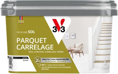 Peinture de rénovation sol, parquet, carrelage V33 blanc satin 2L