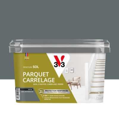 Peinture de rénovation sol, parquet, carrelage V33 gris anthracite satin 2L