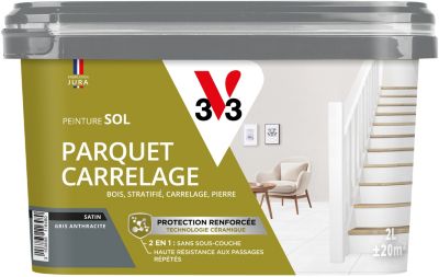 Peinture de rénovation sol, parquet, carrelage V33 gris anthracite satin 2L