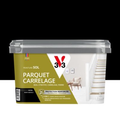 Peinture de rénovation sol, parquet, carrelage V33 noir carbone satin 2L