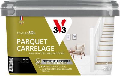 Peinture de rénovation sol, parquet, carrelage V33 noir carbone satin 2L