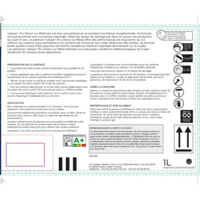 Peinture direct sur métal extérieur Valspar Pro satin base 1 - 1L