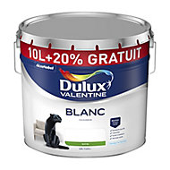 Peinture Dulux Valentine murs et plafonds bicouche blanc satin 10L + 20% gratuit