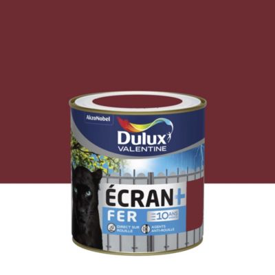 Peinture Ecran+ Fer protection antirouille Dulux Valentine brillant rouge basque RAL 3004 0,5L