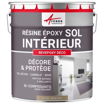 PEINTURE EPOXY SOL - REVEPOXY DECO Beige Gris - RAL 1019 - 1 kg (jusqu'à 5 m² en 2 couches) - ARCANE INDUSTRIES