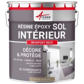 PEINTURE EPOXY SOL - REVEPOXY DECO Beige Gris - RAL 1019 - 10 kg (jusqu'à 50 m² en 2 couches) - ARCANE INDUSTRIES