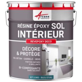 PEINTURE EPOXY SOL - REVEPOXY DECO Bleu D'eau - RAL 5021 - 2.5 kg (jusqu'à 12.5 m² en 2 couches) - ARCANE INDUSTRIES