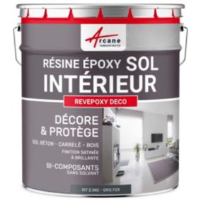 PEINTURE EPOXY SOL - REVEPOXY DECO Gris fer - RAL 7011 - 2.5 kg (jusqu'à 12.5 m² en 2 couches) - ARCANE INDUSTRIES