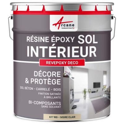PEINTURE EPOXY SOL - REVEPOXY DECO Ivoire Clair - RAL 1015 - 1 kg (jusqu'à 5 m² en 2 couches) - ARCANE INDUSTRIES