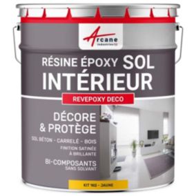 PEINTURE EPOXY SOL - REVEPOXY DECO Jaune Signalisation - RAL 1023 - 1 kg (jusqu'à 5 m² en 2 couches) - ARCANE INDUSTRIES
