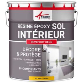 PEINTURE EPOXY SOL - REVEPOXY DECO Jaune Signalisation - RAL 1023 - 10 kg (jusqu'à 50 m² en 2 couches) - ARCANE INDUSTRIES