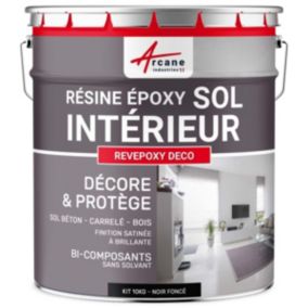 PEINTURE EPOXY SOL - REVEPOXY DECO Noir foncé  RAL 9005 - 10 kg (jusqu'à 50 m² en 2 couches) - ARCANE INDUSTRIES