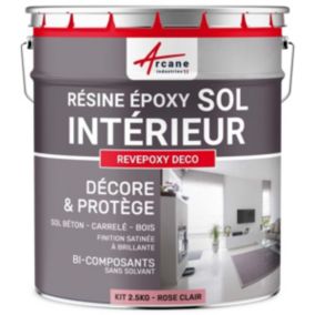 PEINTURE EPOXY SOL - REVEPOXY DECO Rose Clair - RAL 3015 - 2.5 kg (jusqu'à 12.5 m² en 2 couches) - ARCANE INDUSTRIES