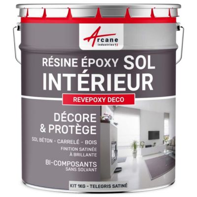 PEINTURE EPOXY SOL - REVEPOXY DECO Telegris 4 - RAL 7047 - 1 kg (jusqu'à 5 m² en 2 couches) - ARCANE INDUSTRIES