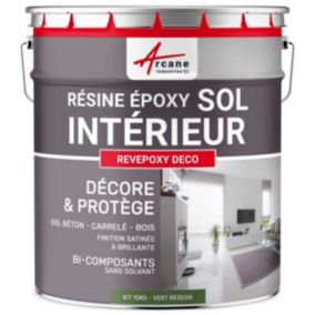 PEINTURE EPOXY SOL - REVEPOXY DECO Vert Réséda - RAL 6011 - 10 kg (jusqu'à 50 m² en 2 couches) - ARCANE INDUSTRIES