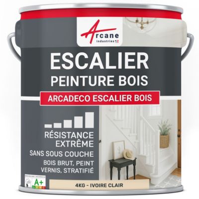 Peinture Escalier Bois : ARCADÉCO ESCALIER BOIS Ivoire Clair - RAL 1015 - 4 kg - ARCANE INDUSTRIES
