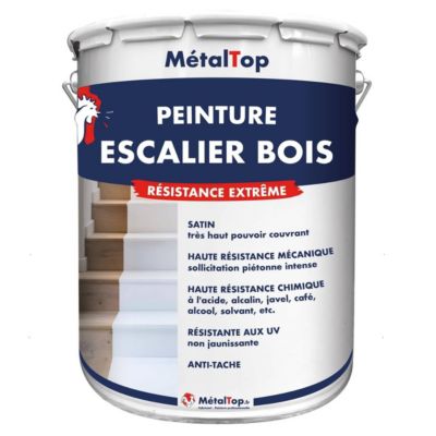 Peinture Escalier Bois - Blanc pur - RAL 9010 - 1 L - Métaltop
