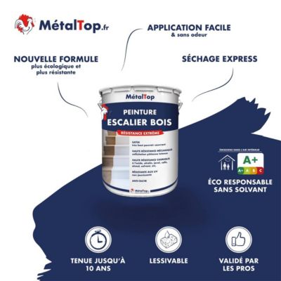 Peinture Escalier Bois - Blanc pur - RAL 9010 - 1 L - Métaltop