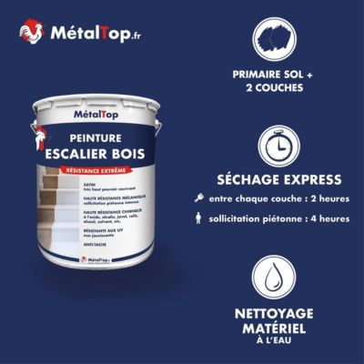 Peinture Escalier Bois - Blanc pur - RAL 9010 - 1 L - Métaltop