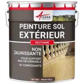 Peinture Extérieur pour Sol Béton - Résistance UV - SOLTHANE Brun Pâle - RAL 8025 - 5 kg - ARCANE INDUSTRIES