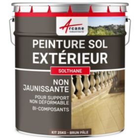 Peinture Extérieur pour Sol Béton - Résistance UV - SOLTHANE Brun Pale - RAL 8025 - 25 kg - ARCANE INDUSTRIES