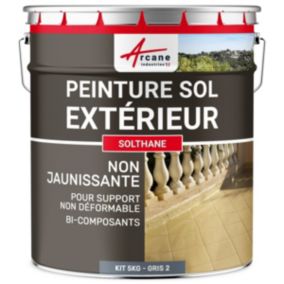 Peinture Extérieur pour Sol Béton - Résistance UV - SOLTHANE Gris Telegris 2 - RAL 7046 - 5 kg - ARCANE INDUSTRIES