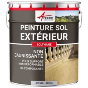Peinture Extérieur pour Sol Béton - Résistance UV - SOLTHANE Gris Telegris 4 - RAL 7047 - 5 kg - ARCANE INDUSTRIES
