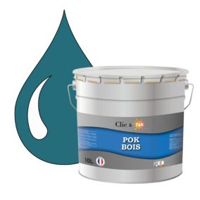 Peinture extérieure bois - Résistante aux intempéries POK BOIS - 10L - RAL 5021 - Bleu D'eau - Clic & Pok