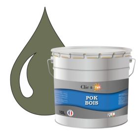 Peinture extérieure bois - Résistante aux intempéries POK BOIS - 10L - RAL 6013 - Vert Jonc - Clic & Pok