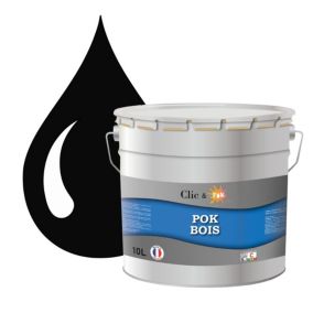 Peinture extérieure bois - Résistante aux intempéries POK BOIS - 10L - RAL 9005 - Noir Foncé - Clic & Pok