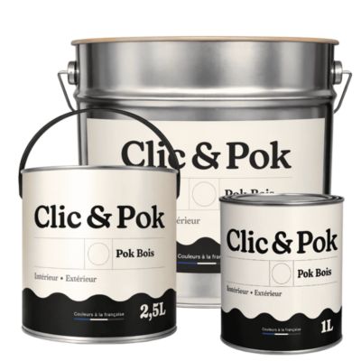 Peinture extérieure bois - Résistante aux intempéries POK BOIS - 1L - RAL 3020 - Rouge Signalisation - Clic & Pok