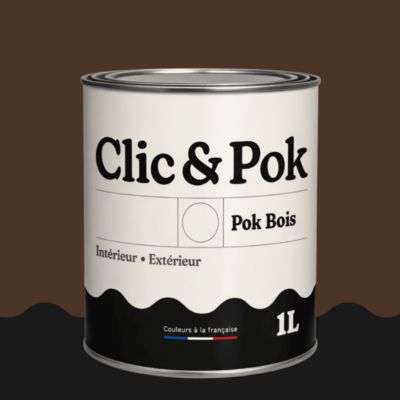 Peinture extérieure bois - Résistante aux intempéries POK BOIS - 1L - RAL 8014 - Brun Sépia - Clic & Pok