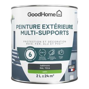 Peinture extérieure multi-supports GoodHome Baltim gris RAL 7016 2L