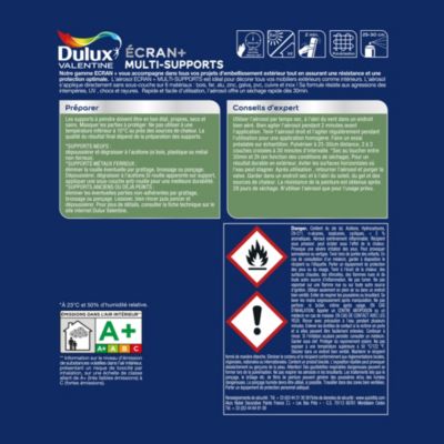 Peinture extérieure aérosol e multi-supports Ecran+ Dulux Valentine satin agrume 400ml