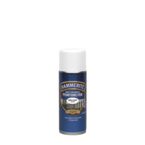 Peinture extérieure aérosol métal direct sur rouille Hammerite brillant laqué blanc 400ml