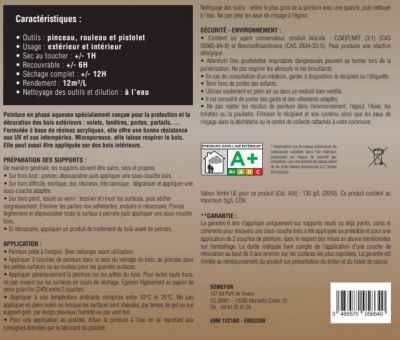 Peinture extérieure bois C-Deco satin blanc 2,5L