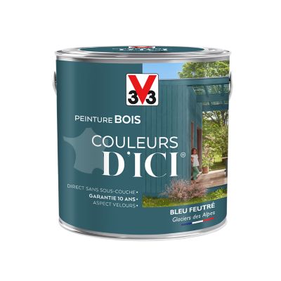 Peinture extérieure bois Couleurs d'ici bleu feutré Velours V33 2L