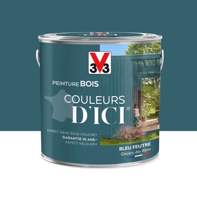 Peinture extérieure bois Couleurs d'ici bleu feutré Velours V33 2L